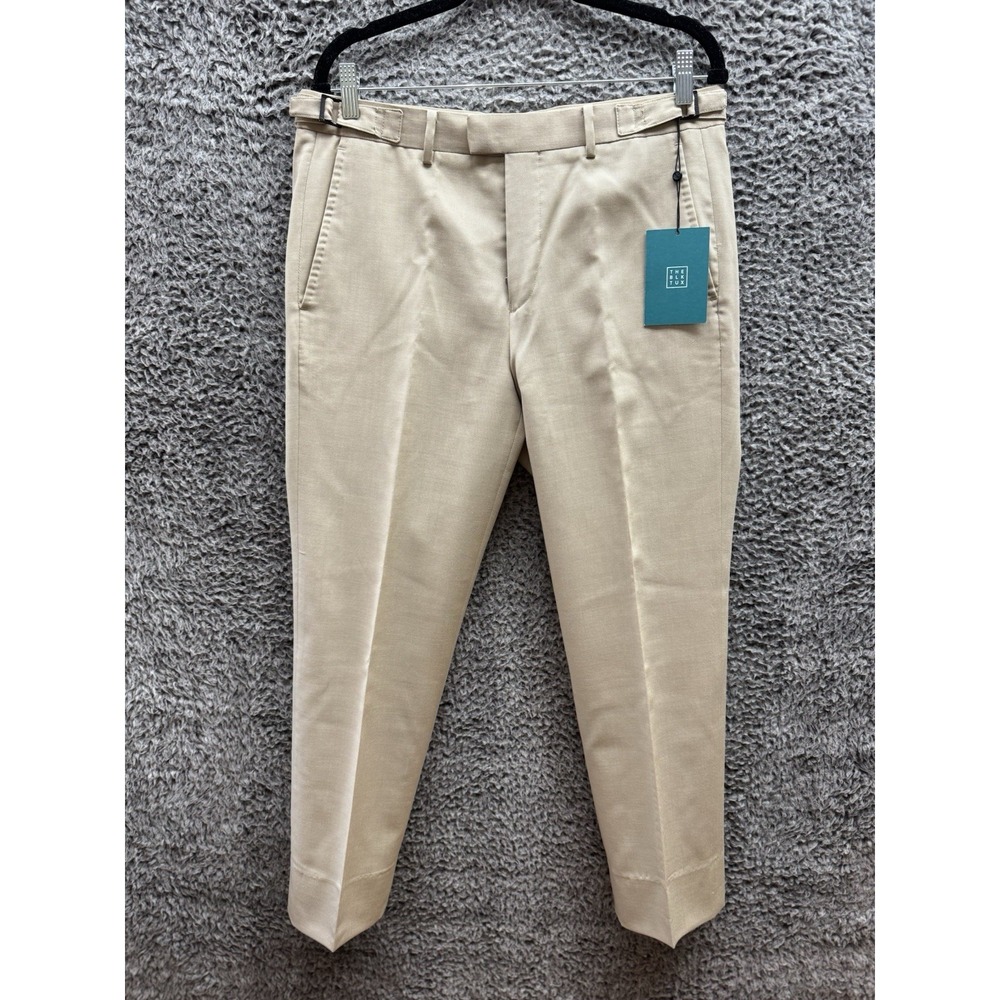 New The Black Tux 100% Wool Beige Tan‎ Tuxedo Suit Pants Size 32